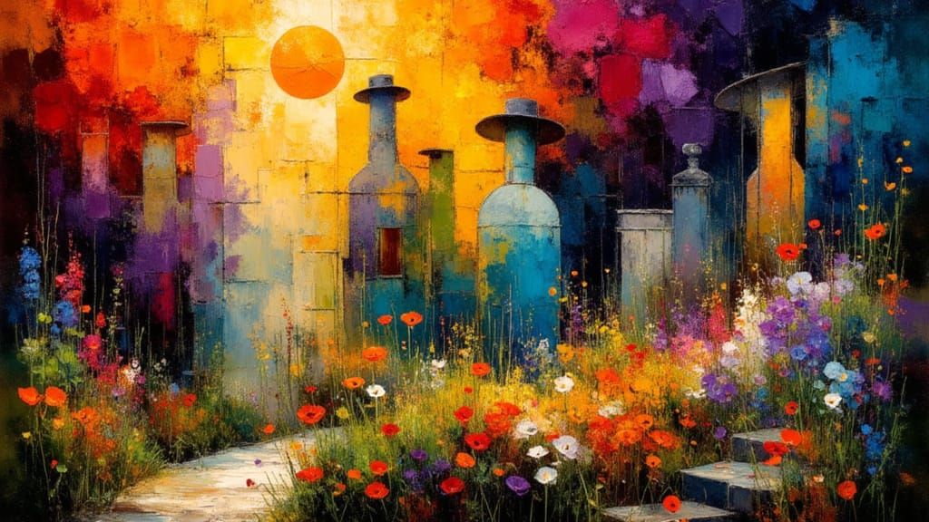 Surreal Fractal Landscape Inspired by Bosch and Magritte