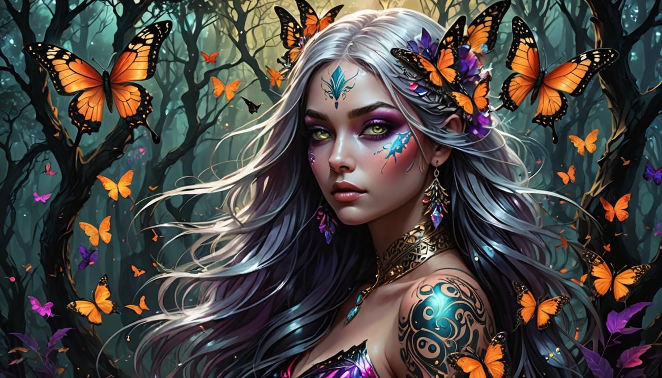 Ethereal butterfly-human hybrid