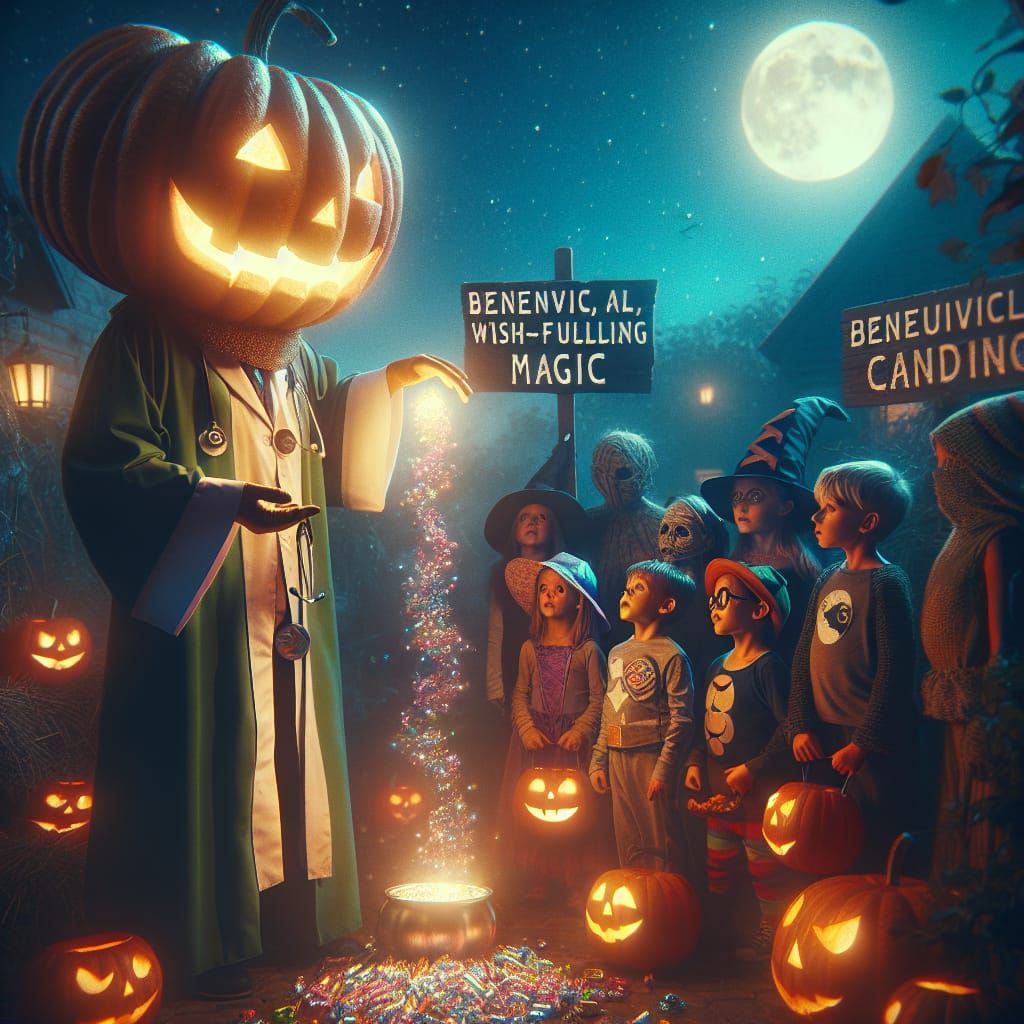 Magical Pumpkin Cleric Dispenses Wishes as Film Still