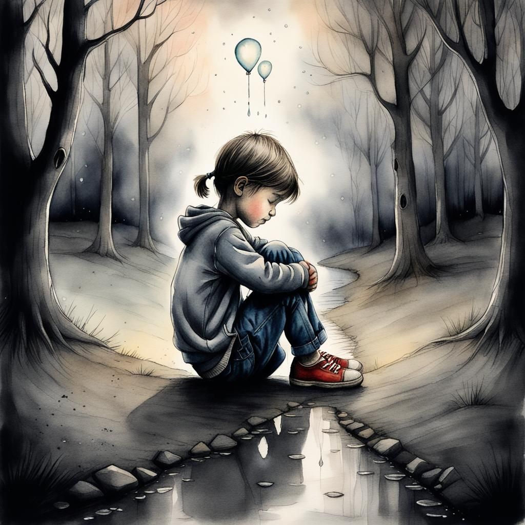 Heartbreak Illustrated: Tears and Loneliness in Watercolor