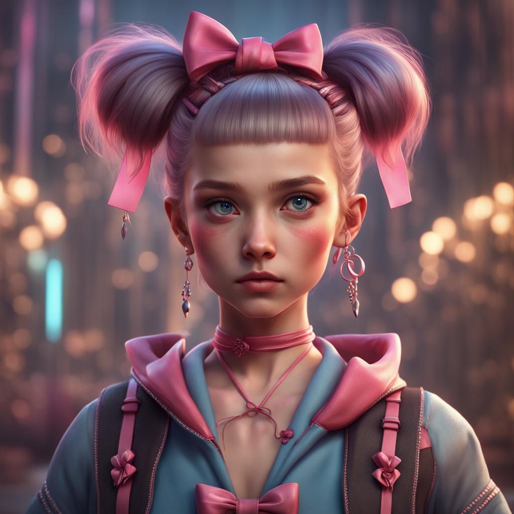 Girly Boy with Bows: Detailed Fantasy Concept Art