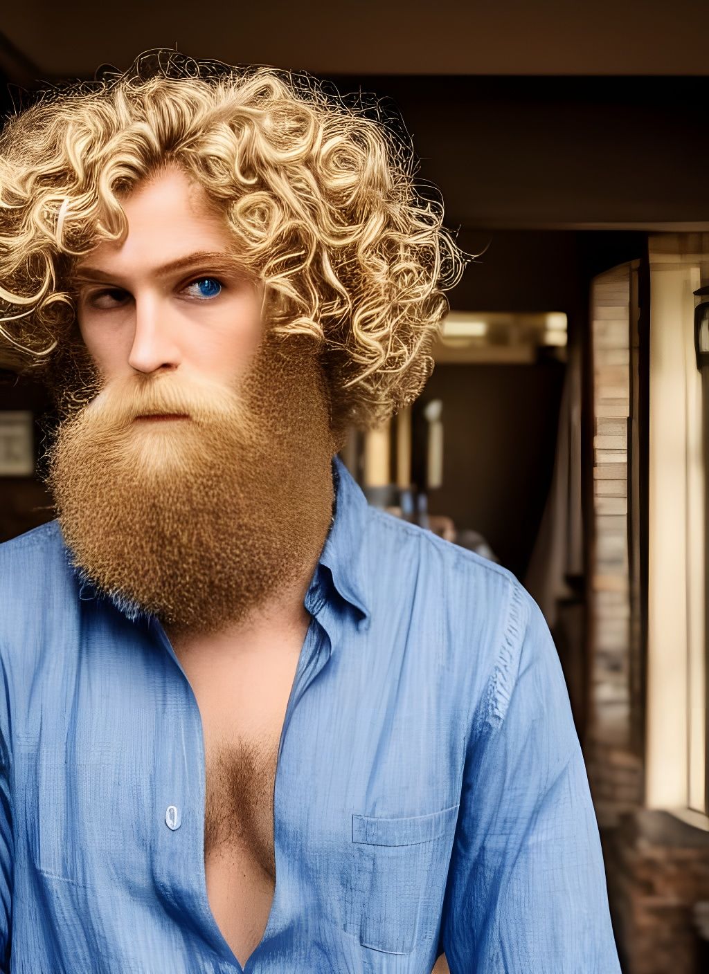 Worried Man with Blonde Hair and Blue Eyes