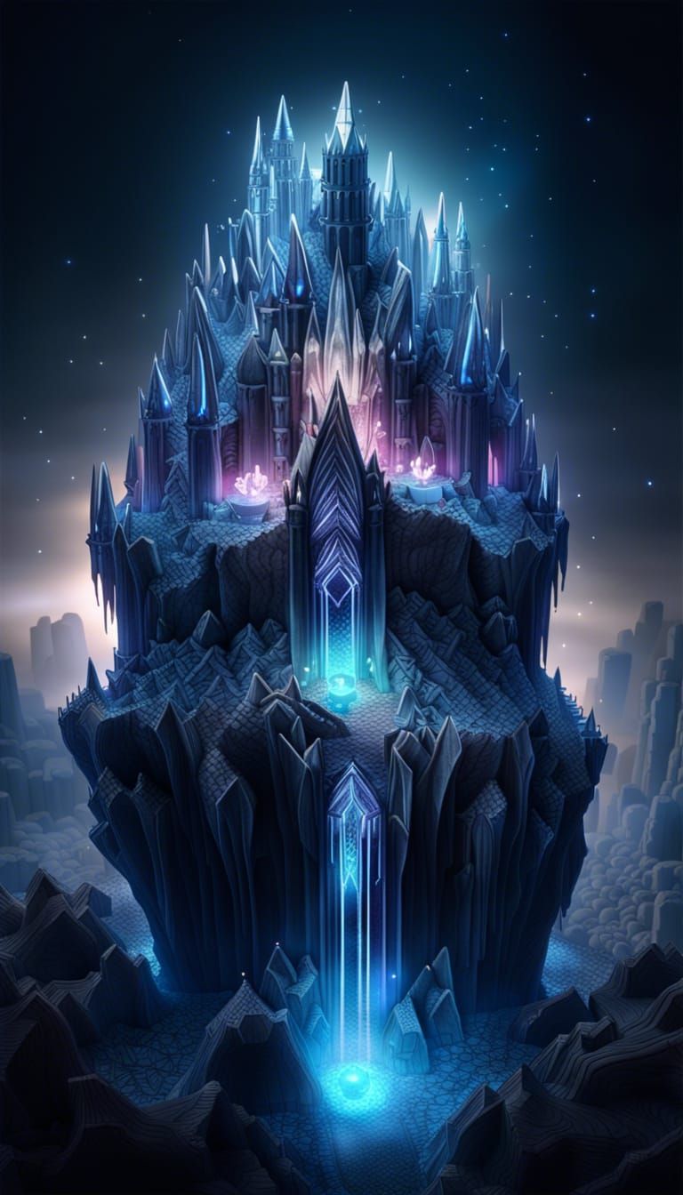 Crystal Castle in Anomalous Landscape: Dark Fantasy