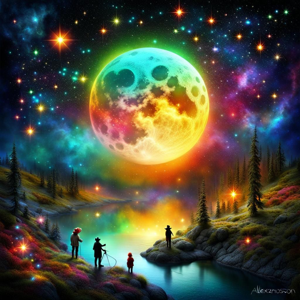 Sci-Fi World with Electric Moon