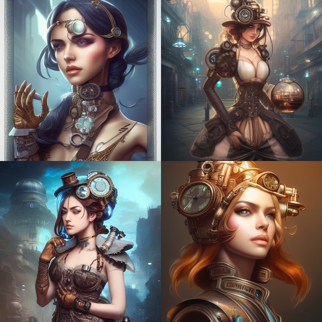 Steampunk Girl with Volumetric Lighting and Reflections
