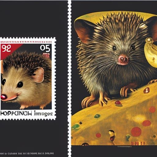 Vampire, Mouse, Hedgehog Stamps in Renaissance Style