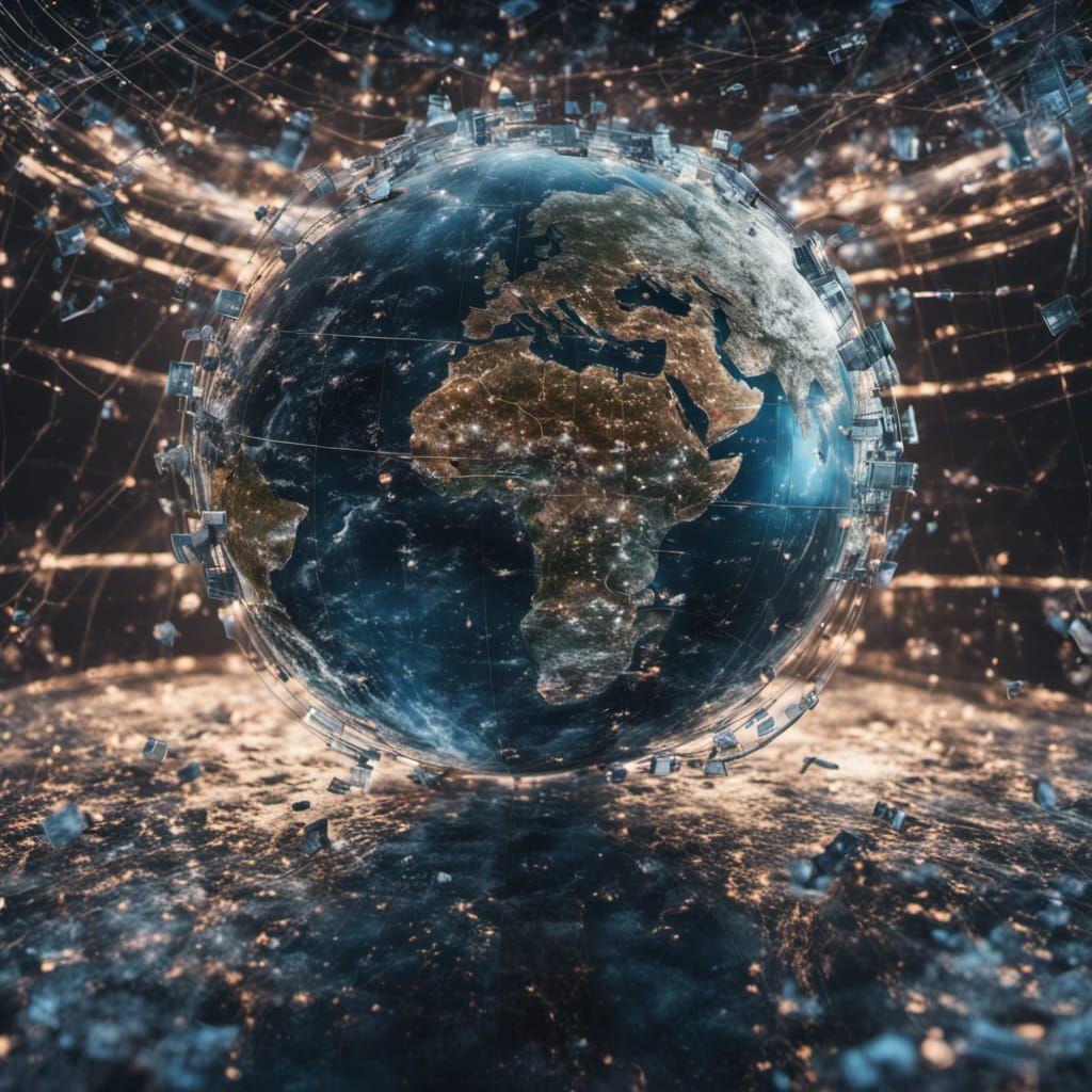 Earth Covered in Social Media Screens: Hyperrealistic