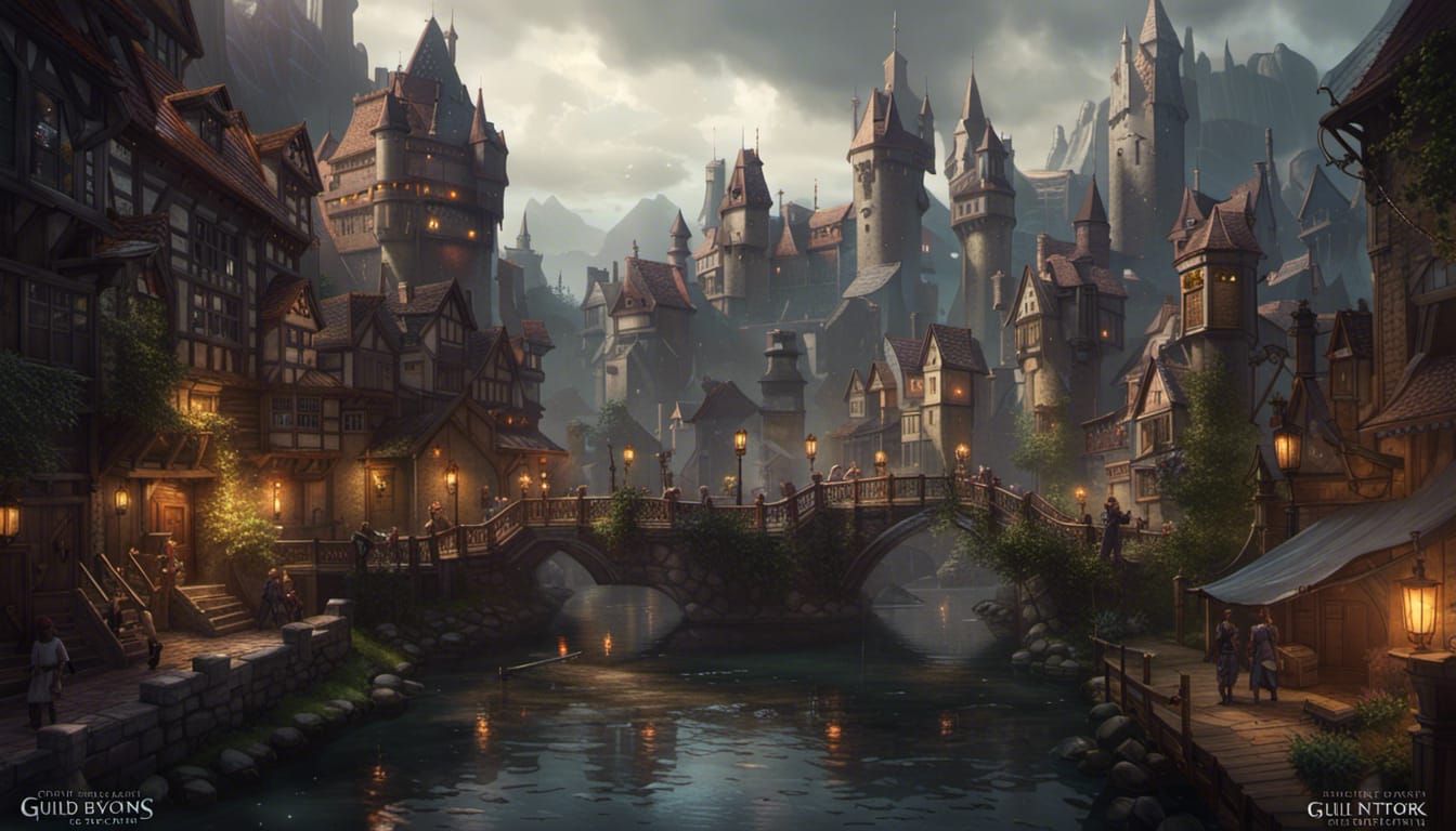 Dark Fantasy Castle City with Adventurer's Guild