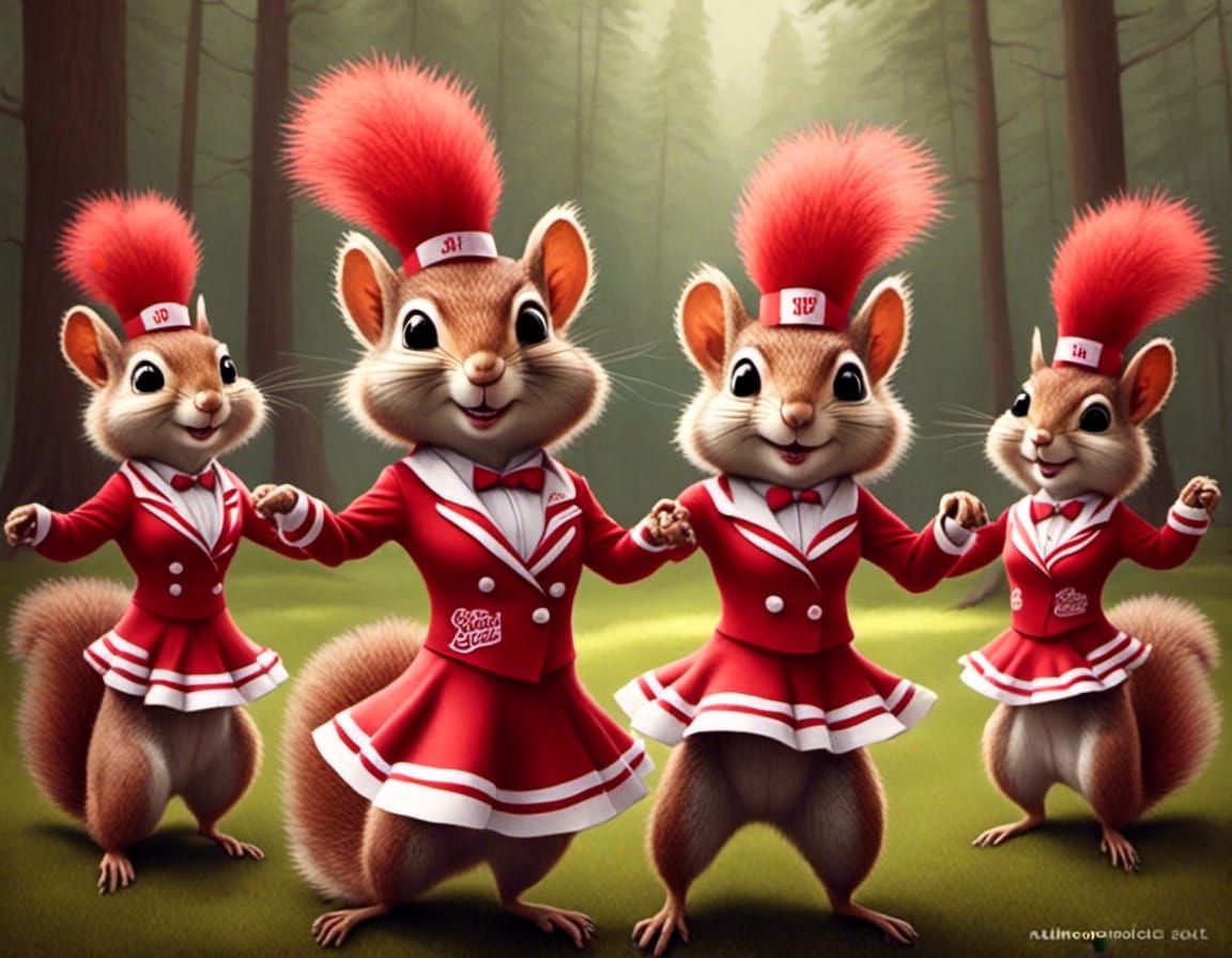 cute squirrel cheerleaders