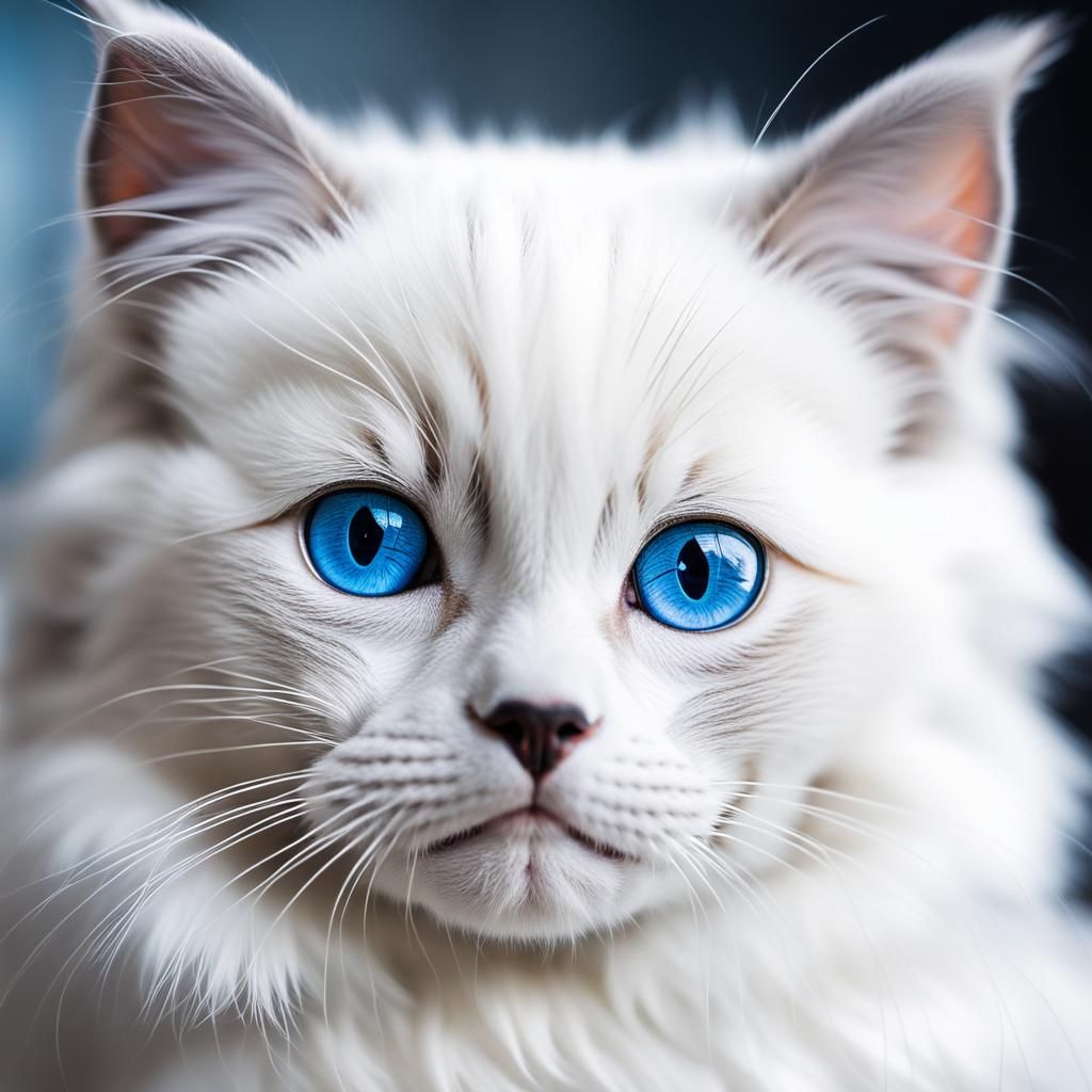 White Ragdoll Kitten Portrait: Sharp Focus, Professional Lig...