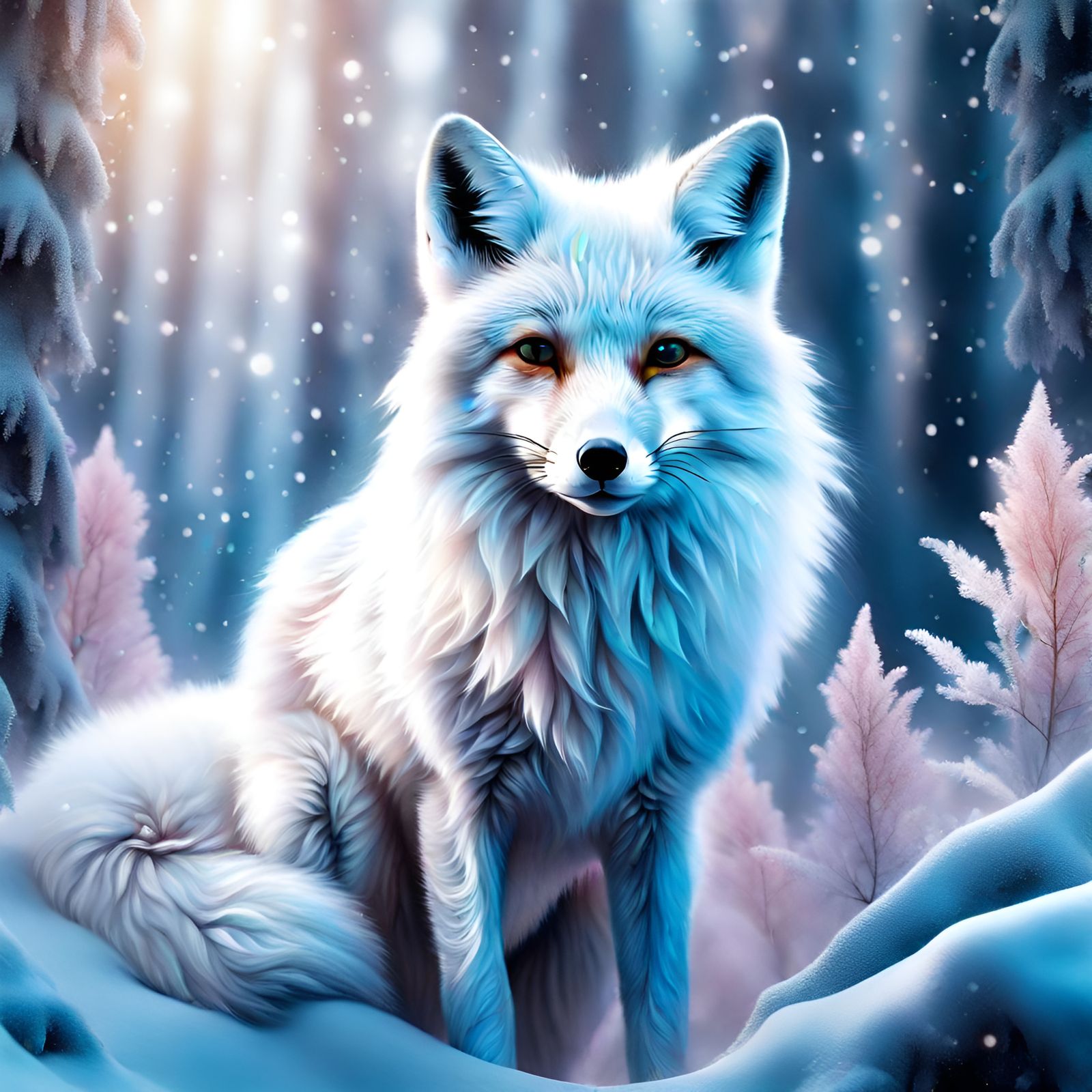 Crystal Fox in Enchanted Celestial Forest