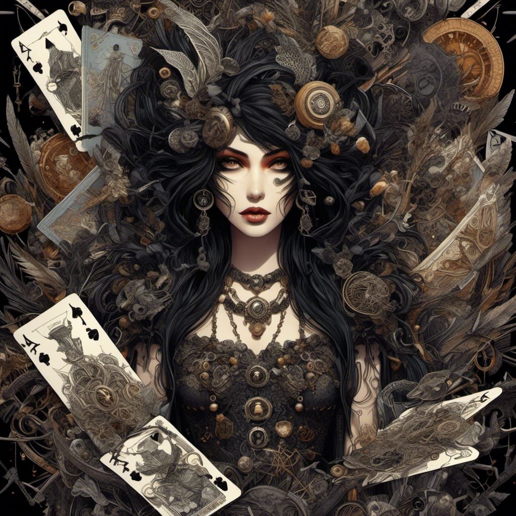 Gothic Punk Gypsy in Mixed Media Collage Art