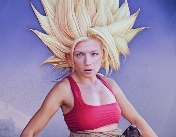 Photorealistic Super Saiyan Woman in Live Action Combat