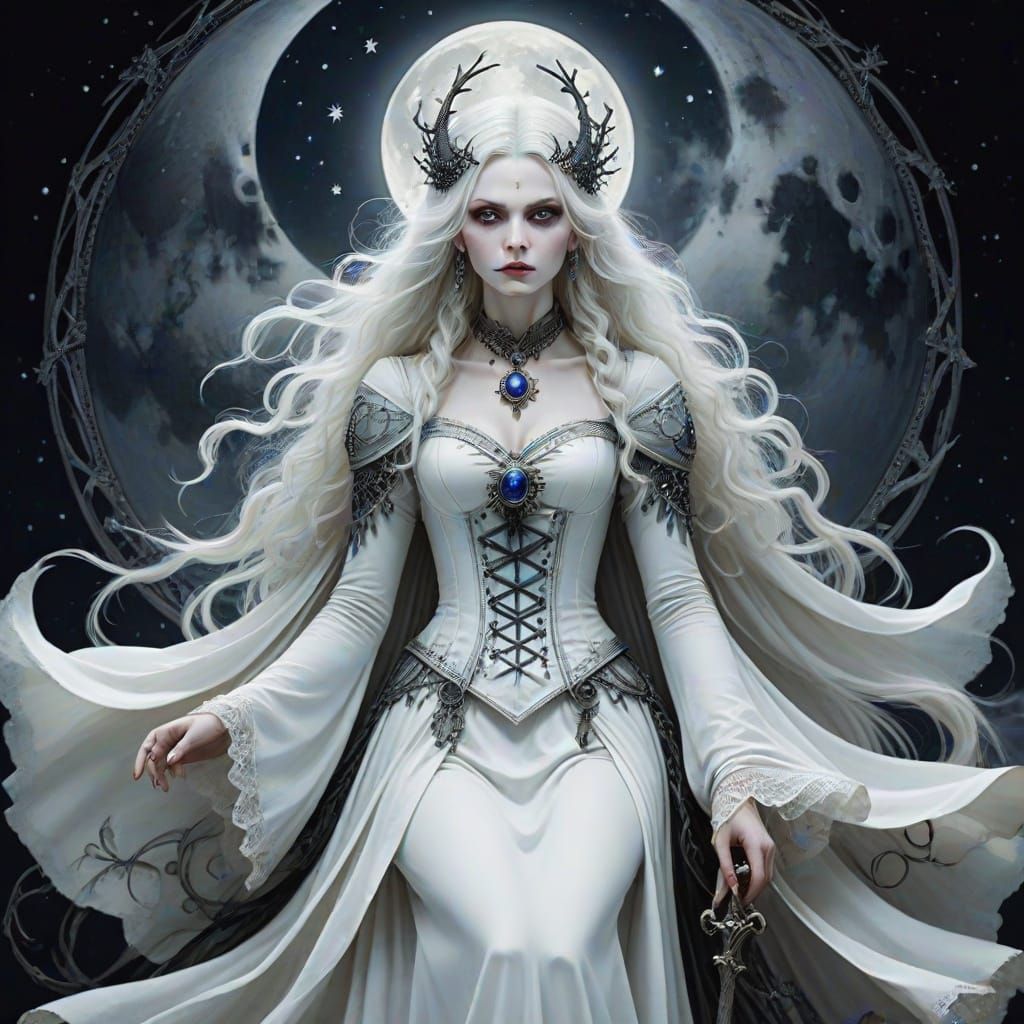 Whimsical Moonlit Night Scene in Victoria Frances Style