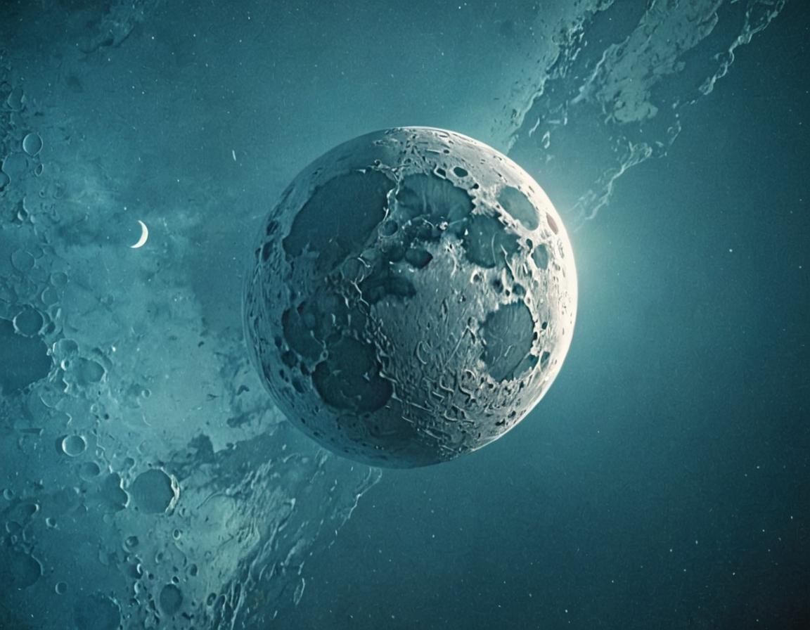 Eerie Moon Glows on Metallic Sci-Fi Landscape