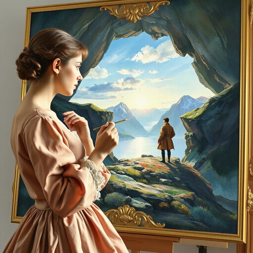 Artist Enters Nordic Landscape Painting in Pastel Watercolor...