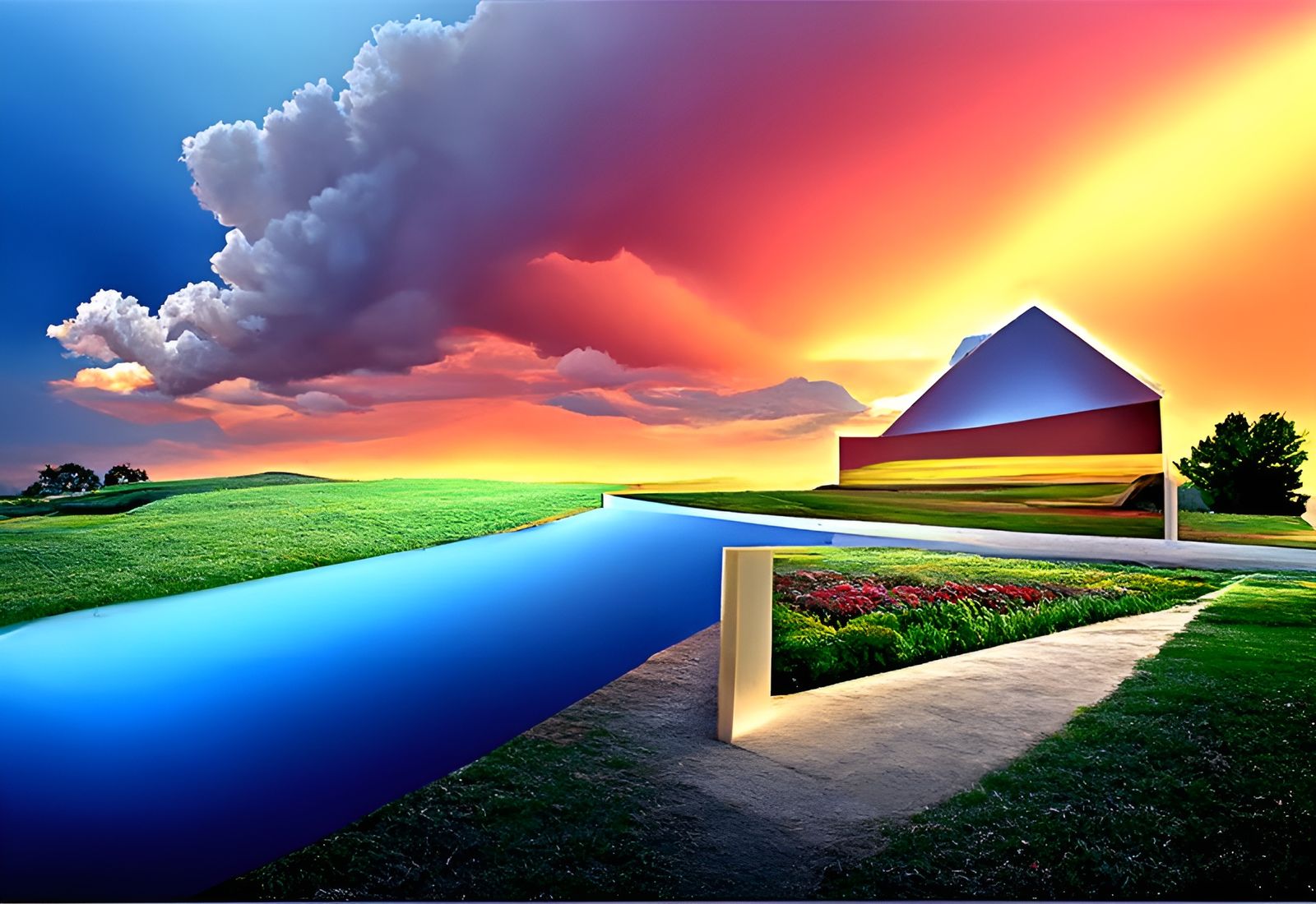 Psychedelic Landscape Vista in Colorful Painting Style