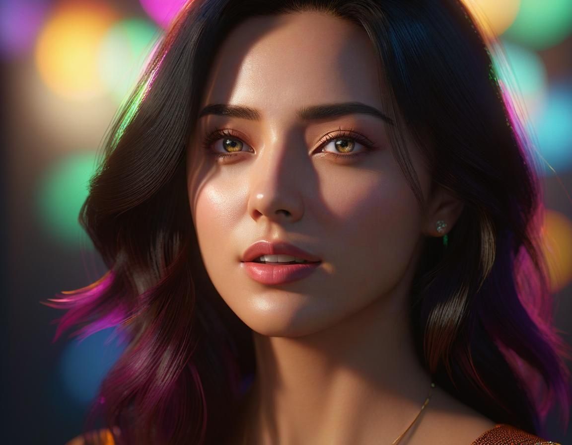 Hyperdetailed Portrait of a Woman Blinking