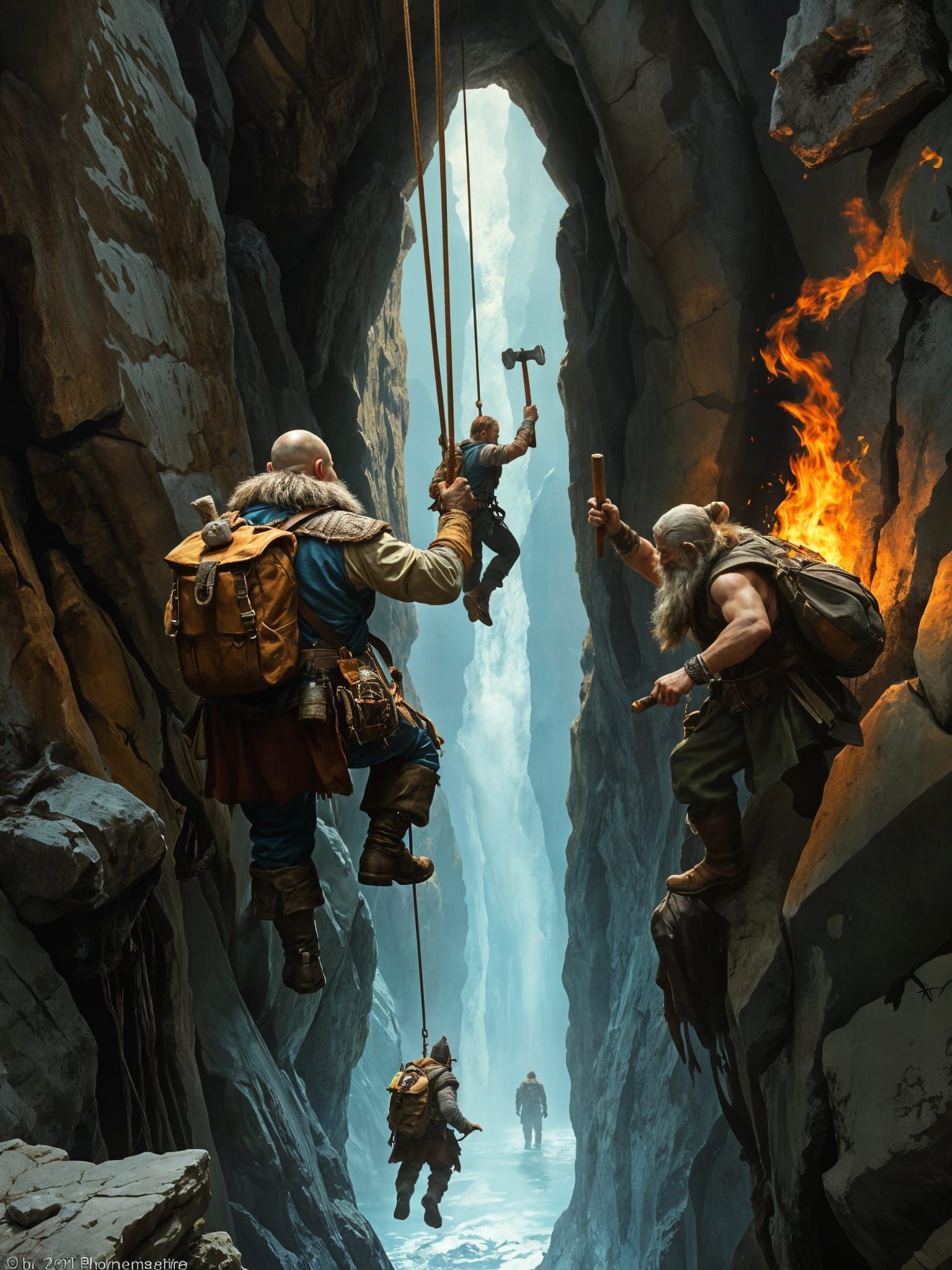 D&D Party Descends into Abyss with Ropes and Torchlight
