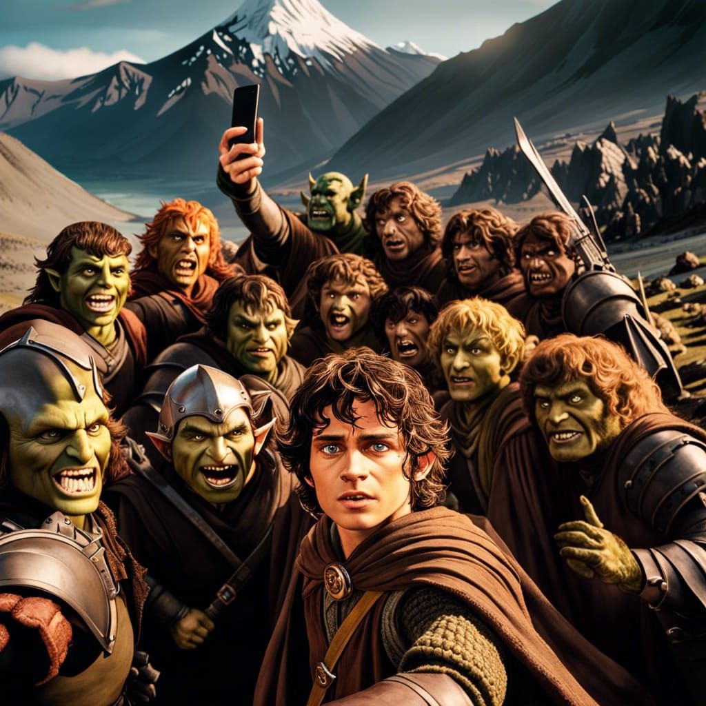 Frodo and Sam Selfie in Mordor with Orcs