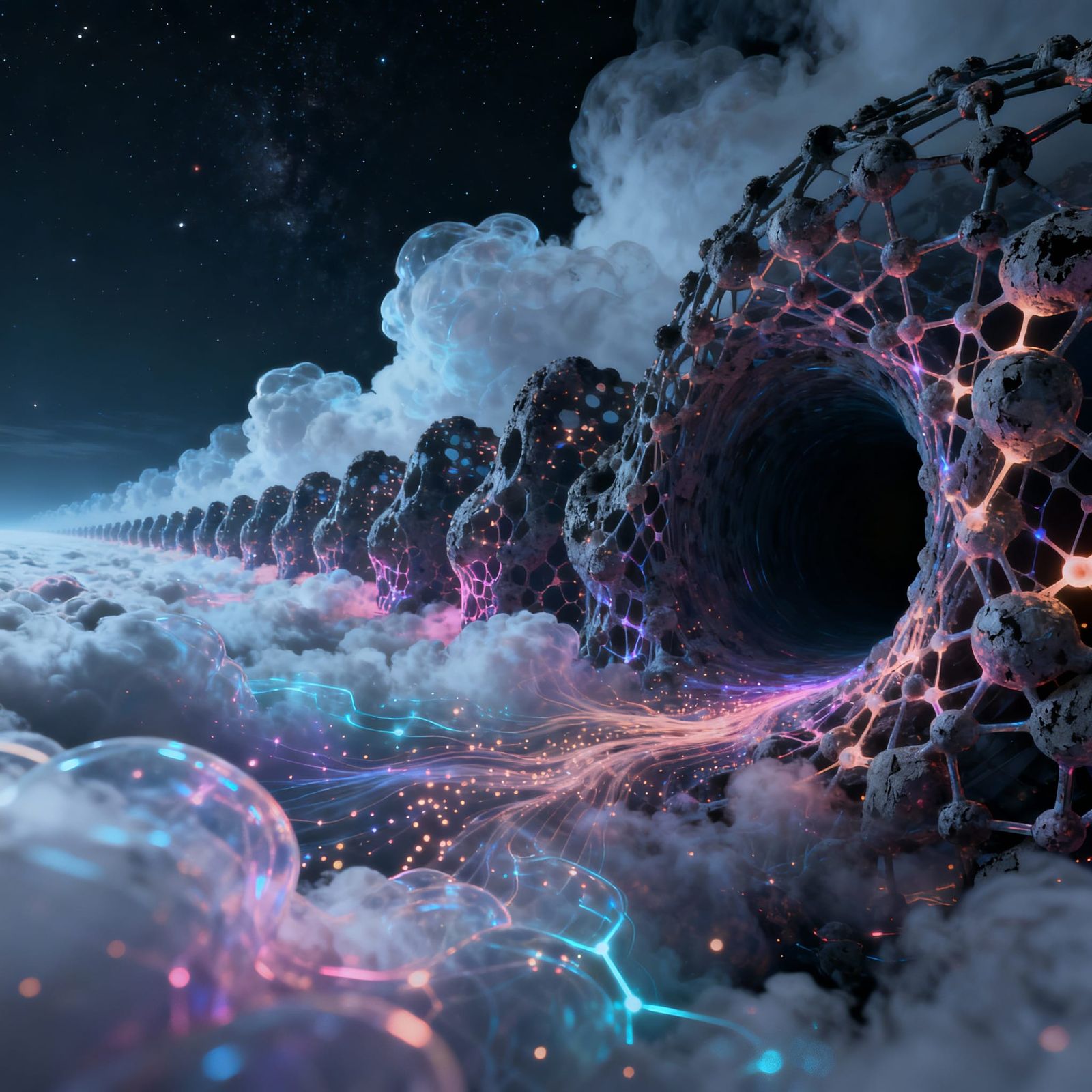 Generative Design Event Horizon with Flowing Particles