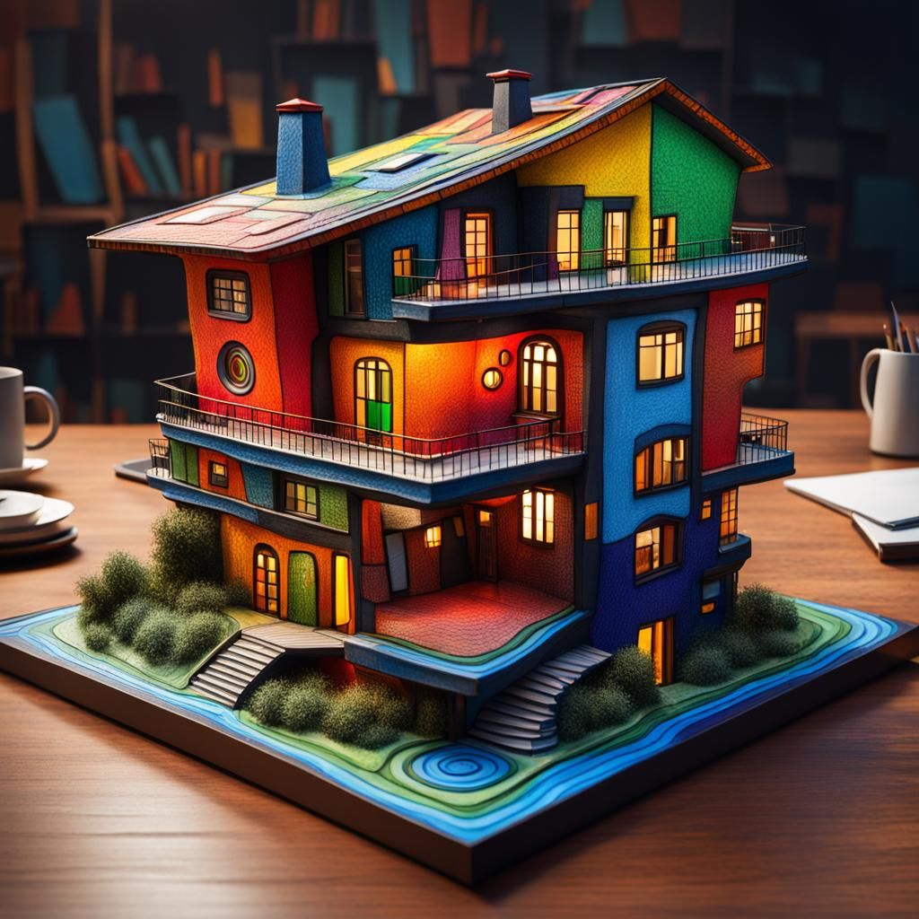 Hyperrealistic 3D Model of Hundertwasser House