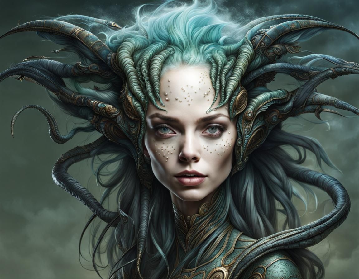 Surreal Alien Celebration in Gritty Restaurant Photo