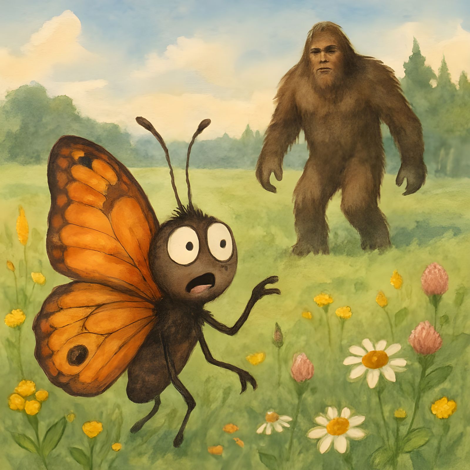 Confused Butterfly's Sasquatch Sighting in Meadow