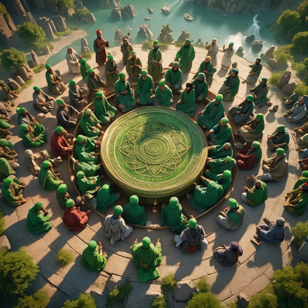 Sufi Meditation Circle: Heavenly Gathering in Detailed Matte...