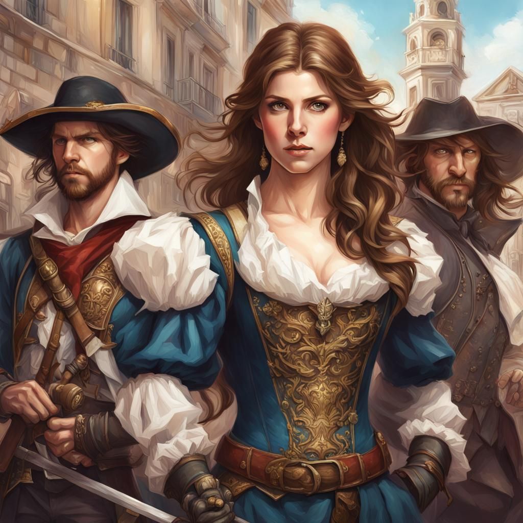 Busty Musketeer in Madrid: Art Nouveau Portrait