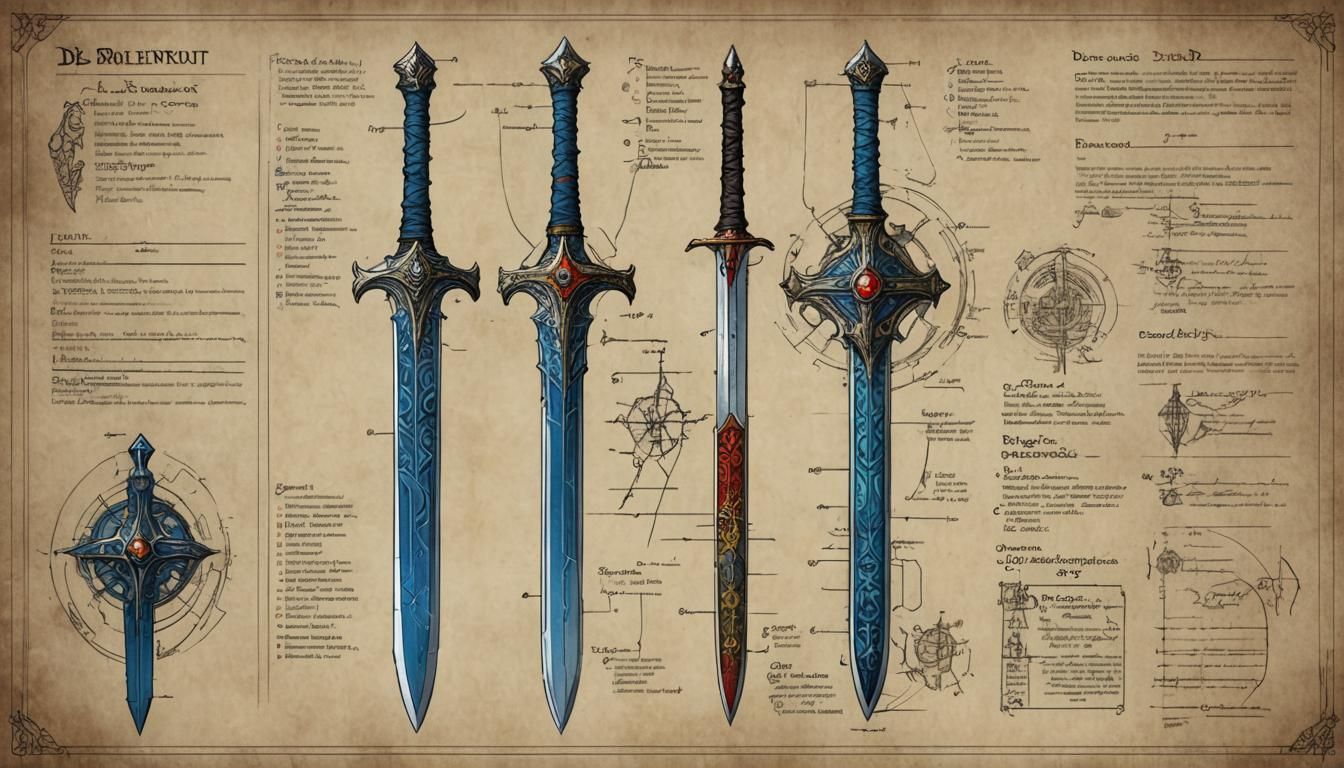 Colorful D&D Sword Blueprint Design