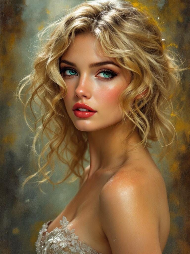 1950s Pin-Up in Art Nouveau Style