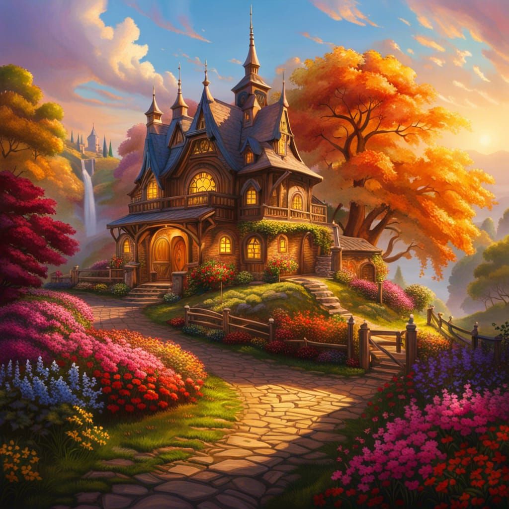 Enchanted Orchard with Magical Fruits, Digital Painting