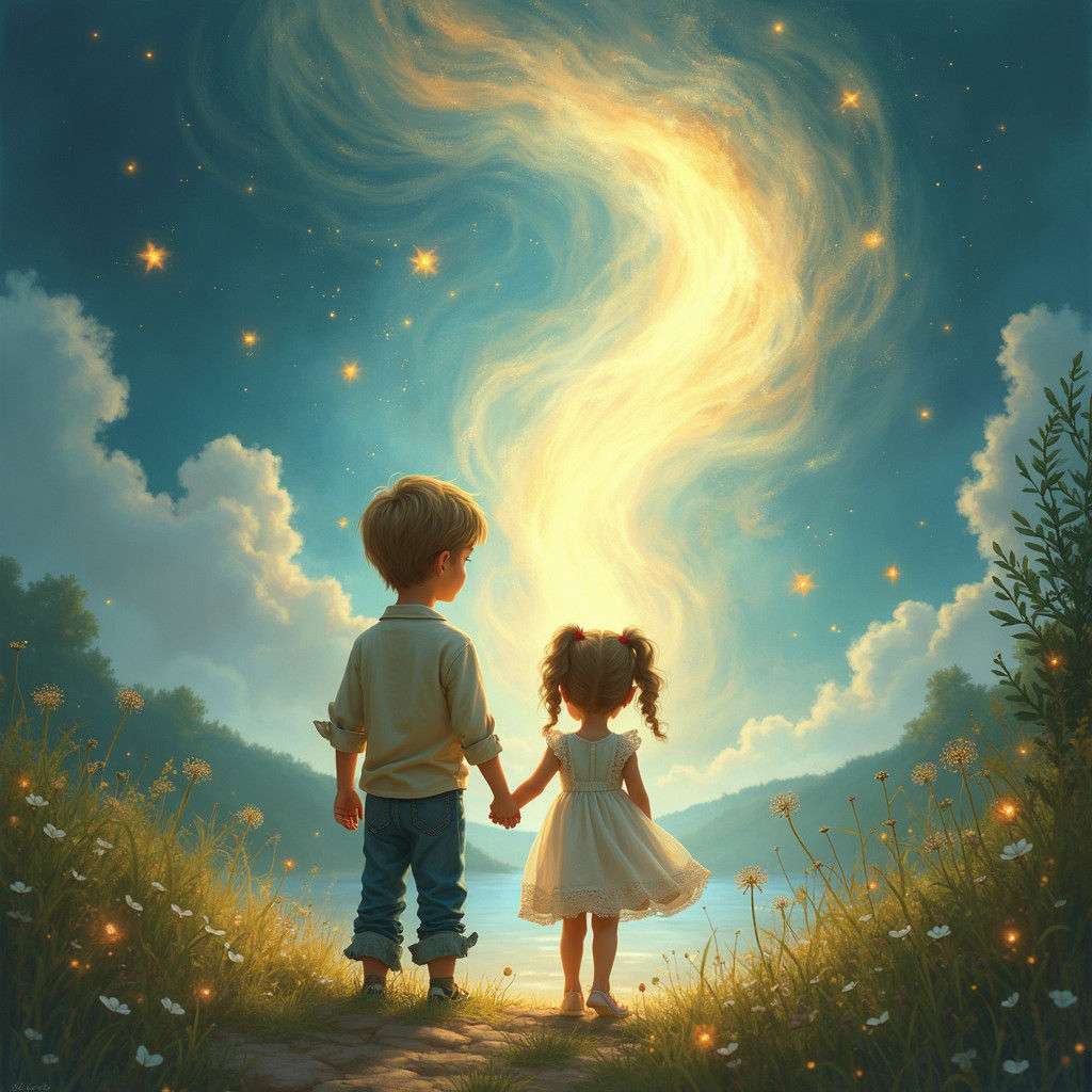 Enchanted Gateway to Mystical Realm with Children