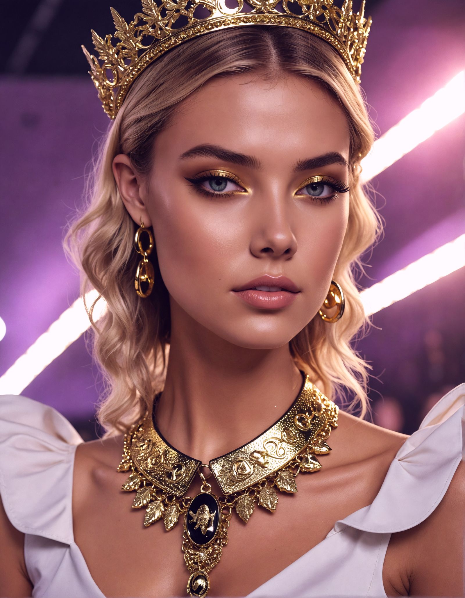 Glamorous Woman in Lilac Outfit, Fashion Editorial