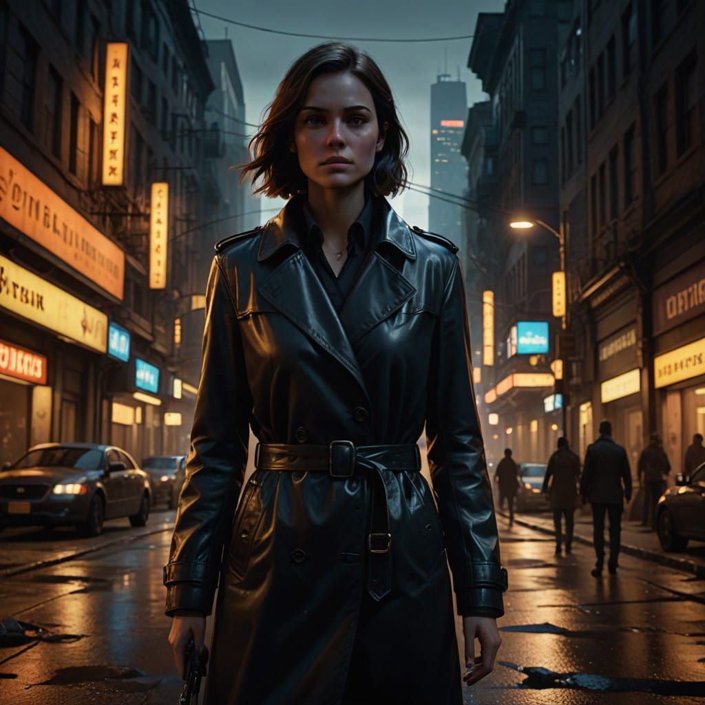 Sleek Spy in Noir City, Shot in Cinematic Film Style