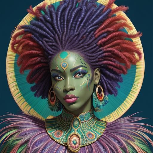 Rainbow Goddess: Art Nouveau Digital Portrait