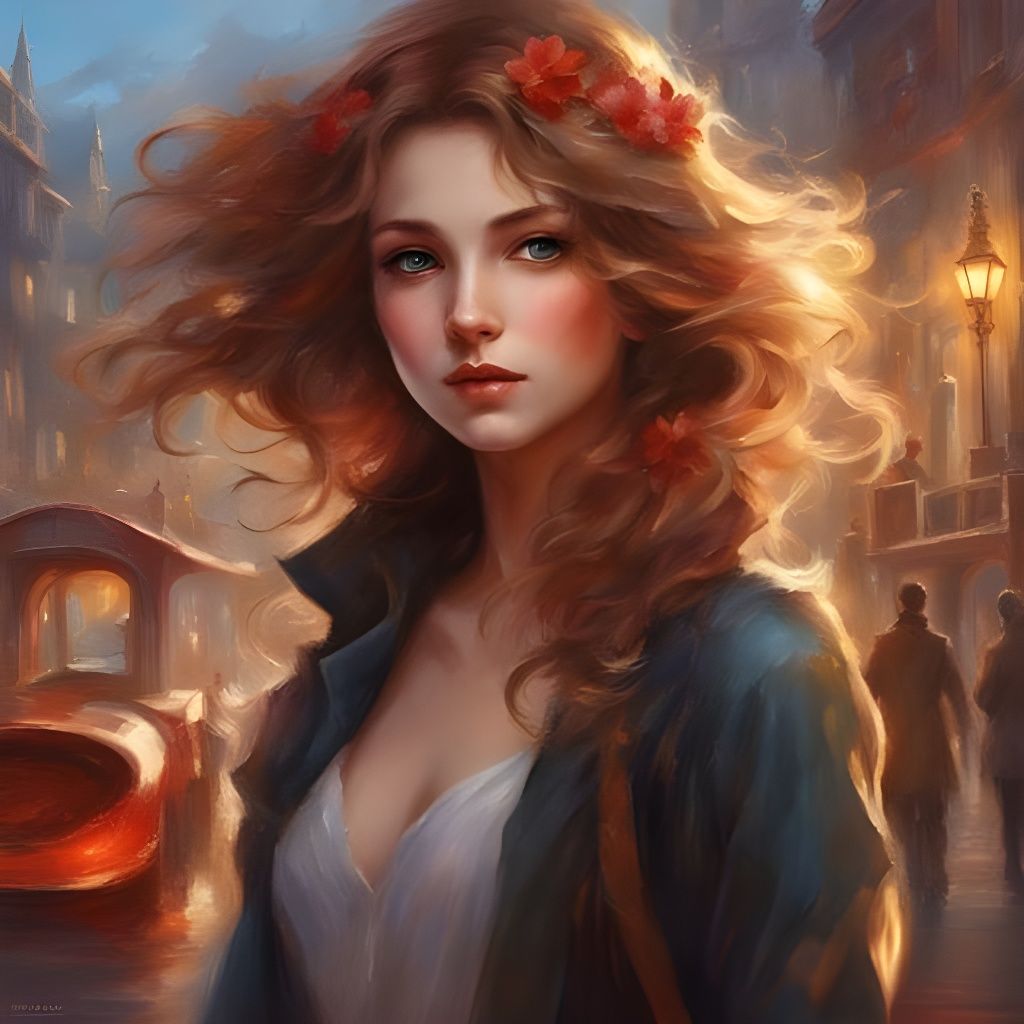 Beautiful Girl Portrait Near Harbour in Detailed Style