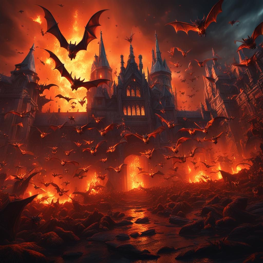Fantastical Swarm of Fire Ghost Bats