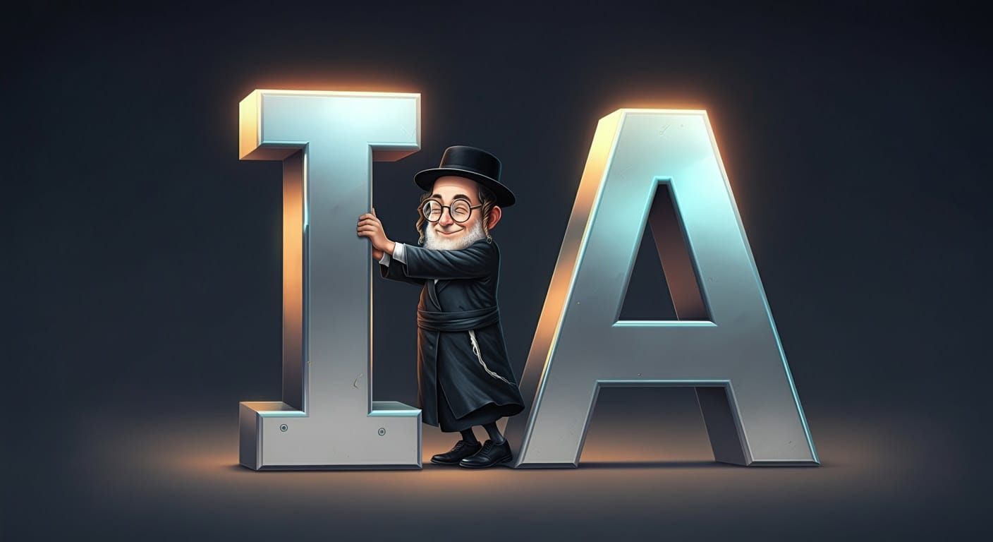 Hasidic Nerd Pushes Giant Metallic 'I' Letter in Digital Com...