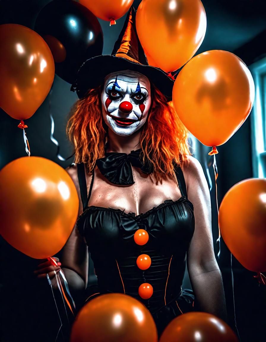 Beautiful Scary Halloween Clown Portrait in Gothic Style