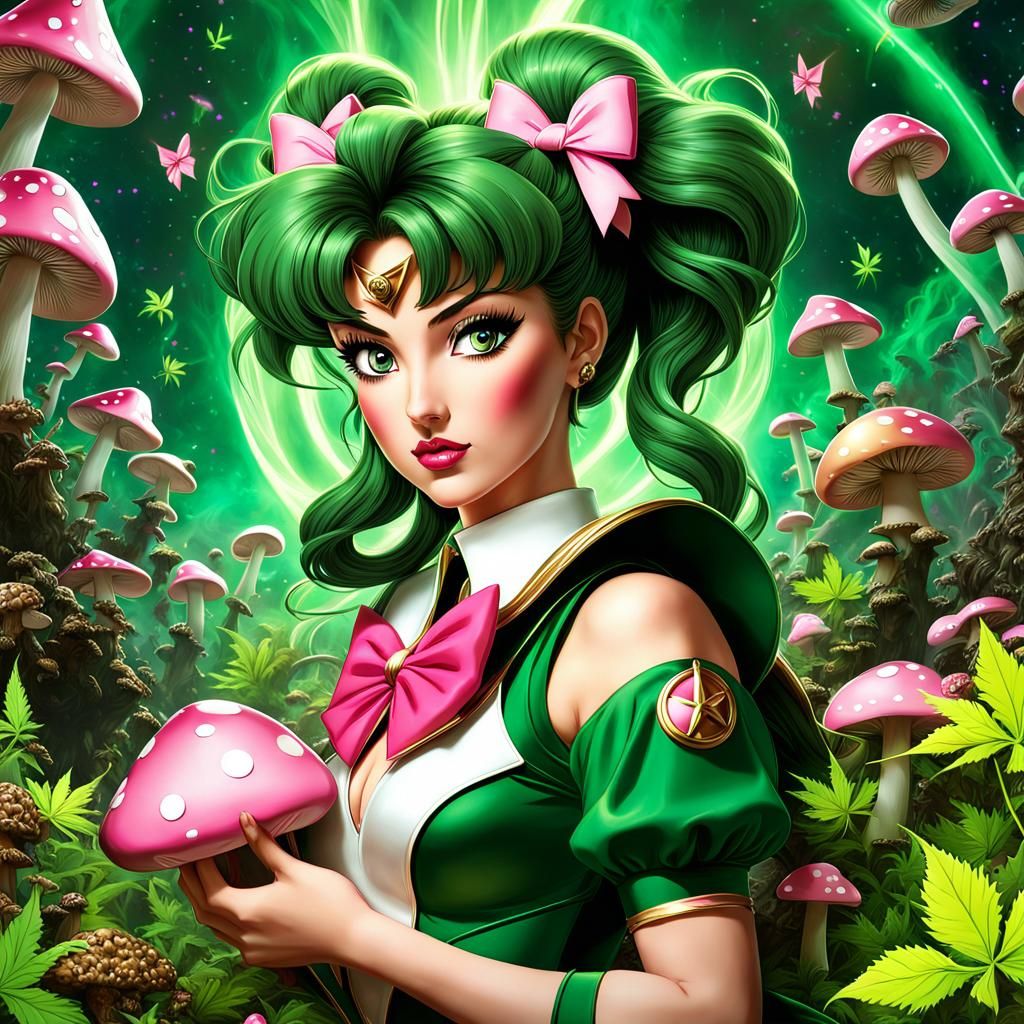 Sailor Jupiter Surrounded by Shrooms and Lightning