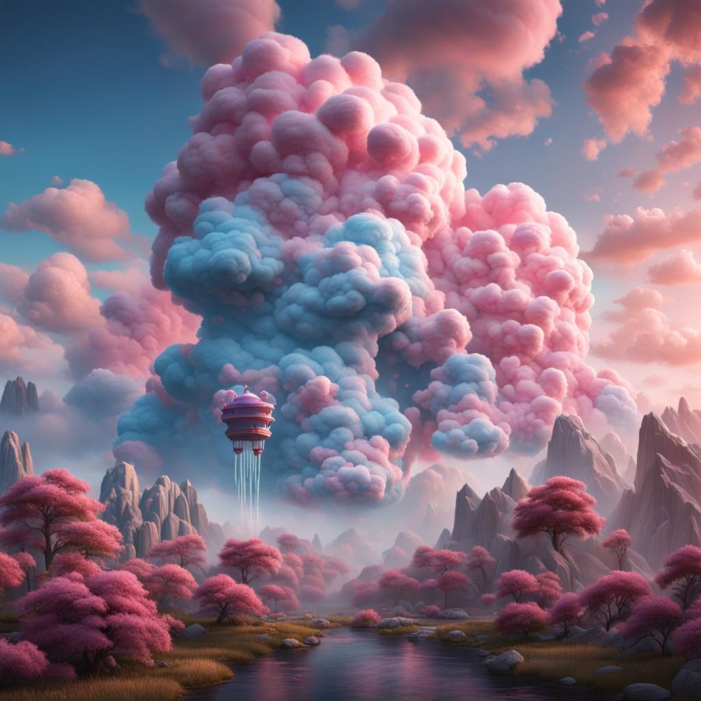 Cotton Candy Cloud in Detailed Matte Painting