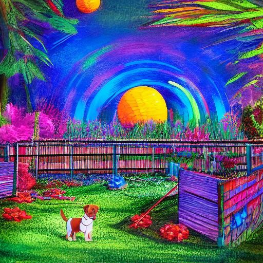 Dog Playing Ball: Holographic Cosmic Illustration