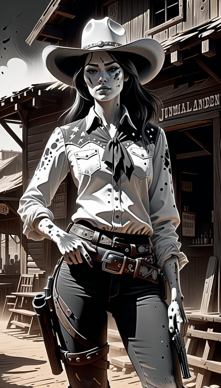 Cowgirl in Tavern Shadows: Speedpaint Style
