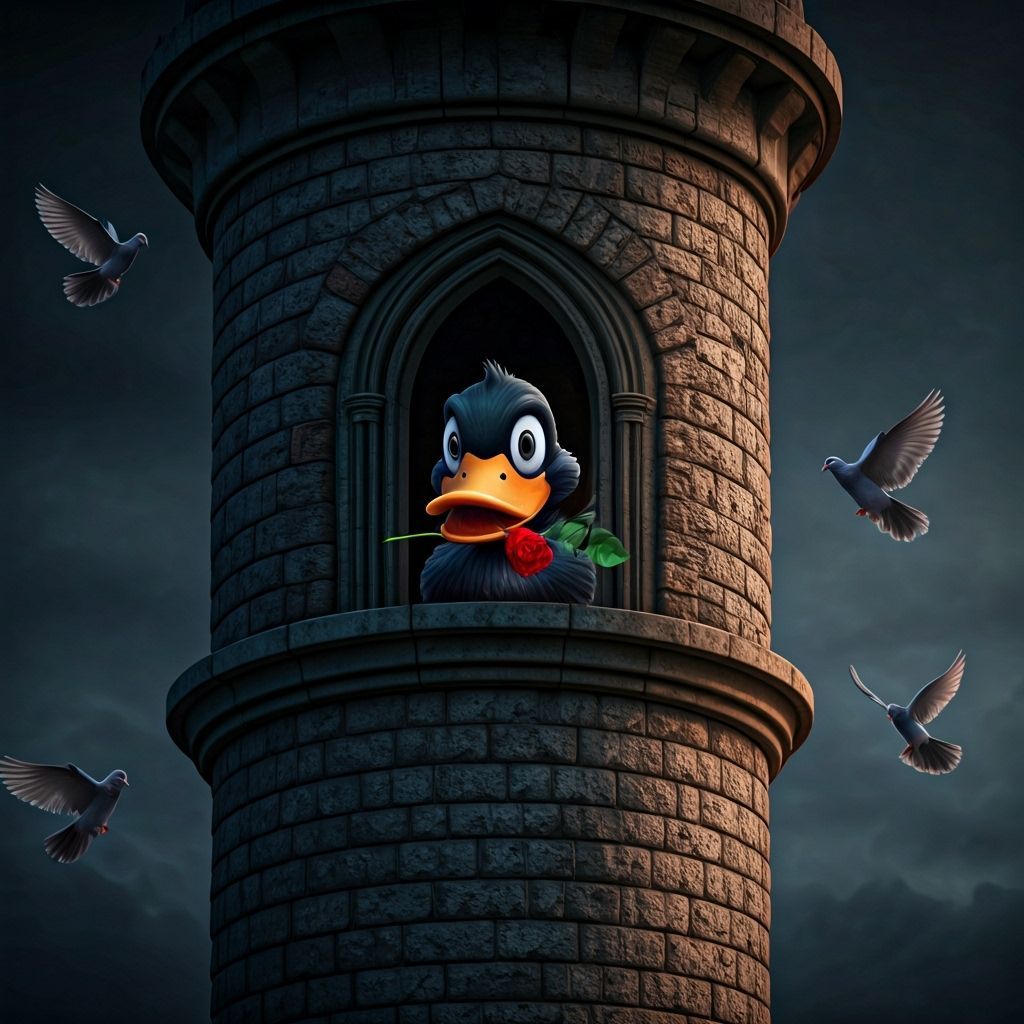 Vampire Duck in Gothic Castle Tower