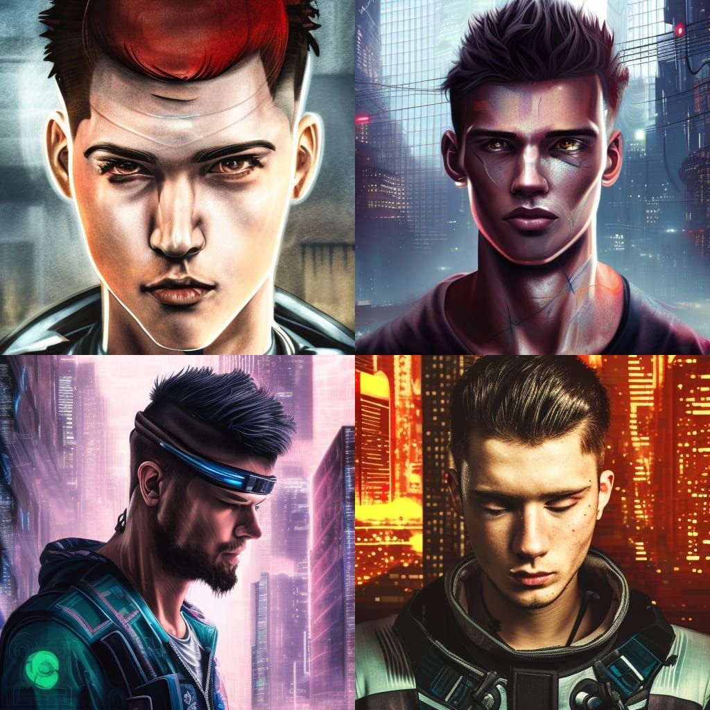 Cyberpunk Crewman Portrait in Detailed Digital Painting Styl...