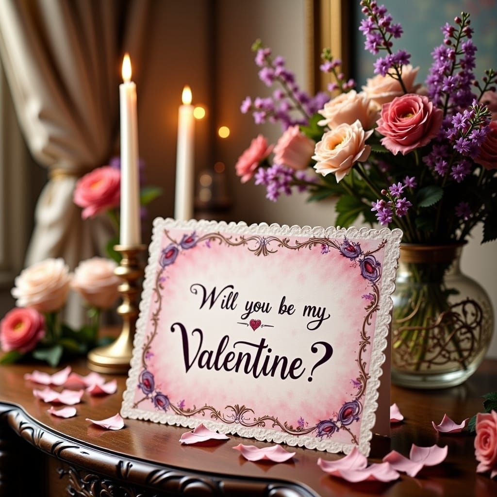 Romantic Valentine's Day Card in Vintage Style