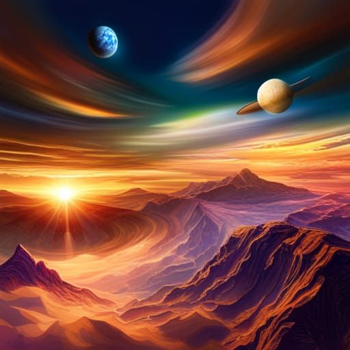 Hyperrealistic 3D Space Scene with UFOs