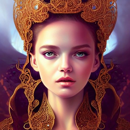 Sci-Fi Princess with Filigree Crown: Digital Art